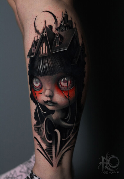 Тату эскиз # Тату мастер Анастасия Юсупова CAT_KABUKI