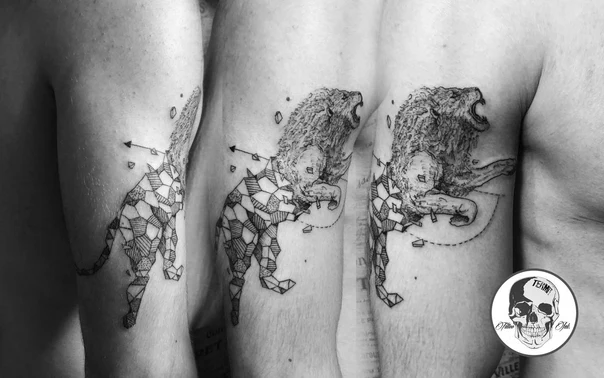Геометрия Lion, Geometric tattoo на Бицепс