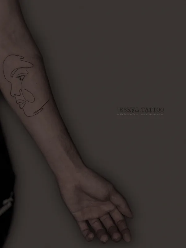 male black linework tatouage sur forearm #83507 | Artiste tatoueur Антон Курочкин