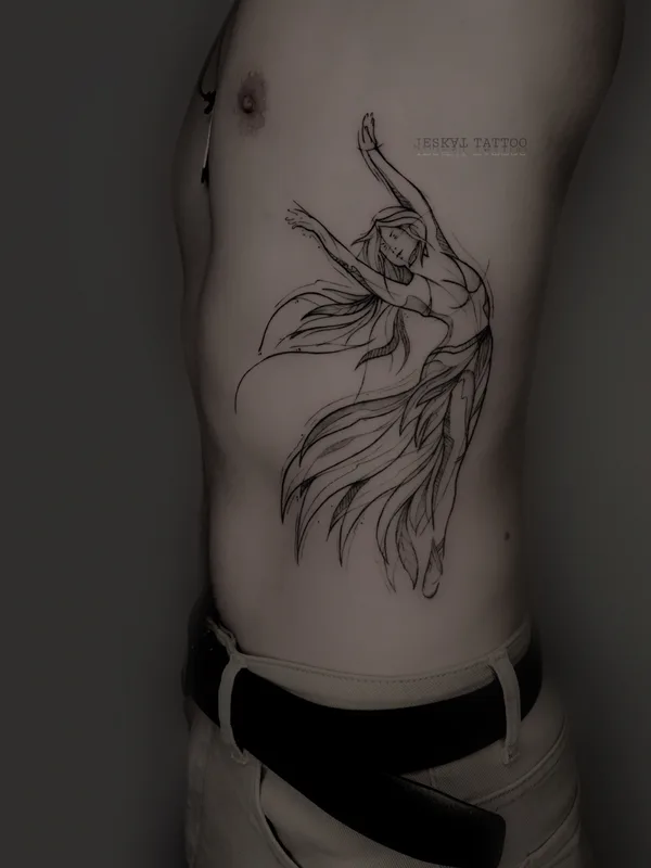 male blackandgrey whipshading tatouage sur side #83511 | Artiste tatoueur Антон Курочкин
