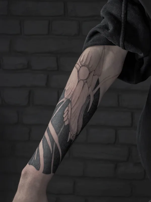 male black graphic татуировка на arm #85823 | Тату мастер Даниил Холодков