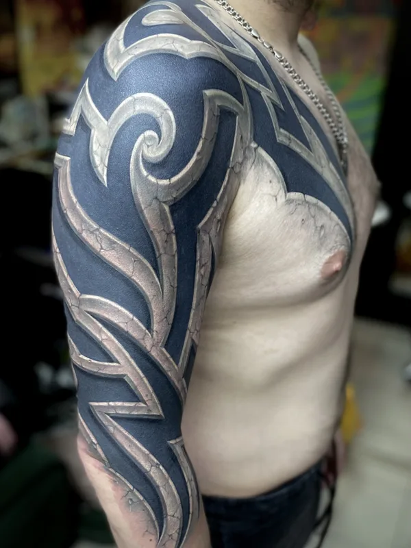 male blackandgrey tribal 타투 부위 sleeve #88112 | 타투이스트 Евгений Бобин 