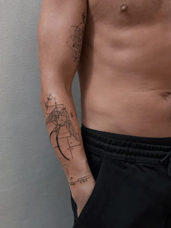 male black linework Tatuaggio su forearm #85361 | Tatuatore Иришка Павлова