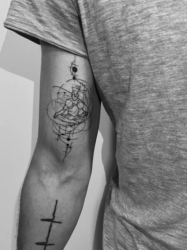 male black linework Tatuaggio su forearm #85364 | Tatuatore Иришка Павлова