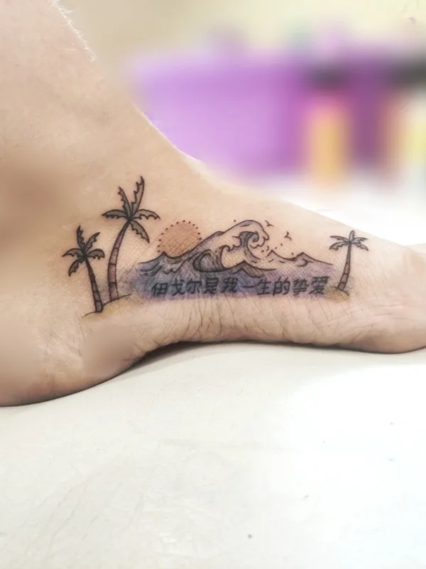 black and grey linework татуировка на foot #85203 | Тату мастер Виктория Ковалева