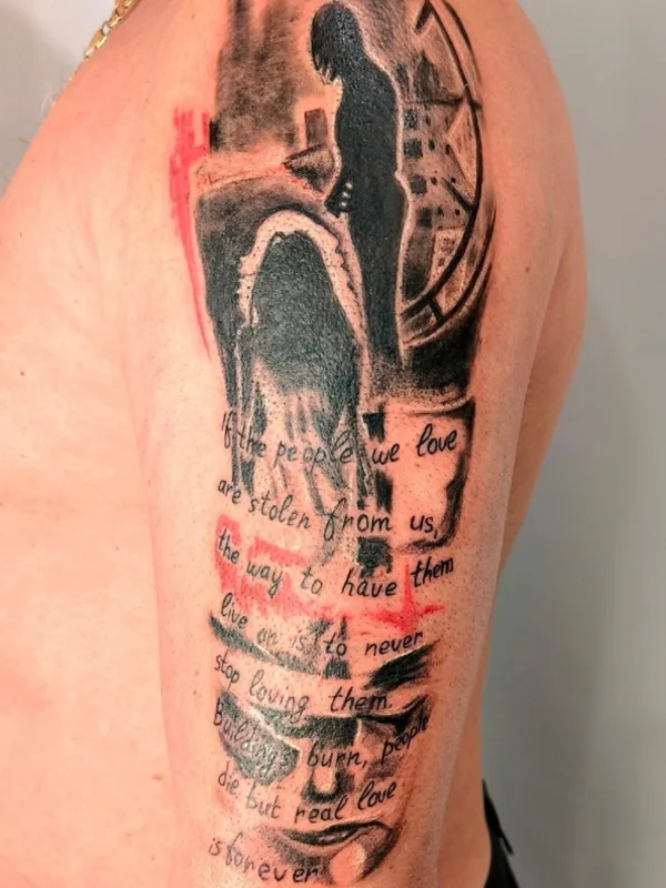 male black and grey blackwork татуировка на upper arm #85208 | Тату мастер Виктория Ковалева