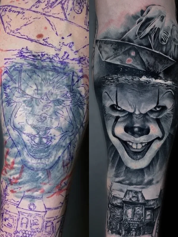 blackandgrey coverup Tatuaggio su forearm #87979 | Tatuatore Виктория Зиман 