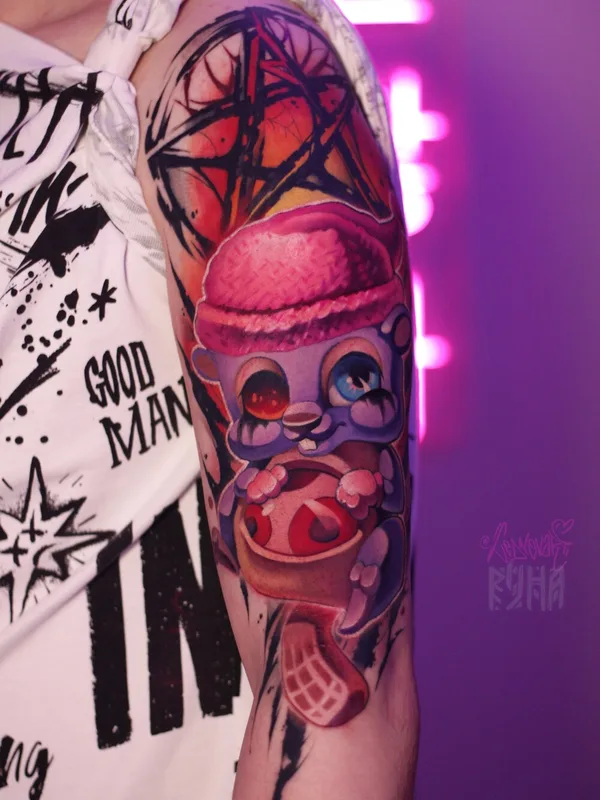 male color newschool tattoo on shoulder #94244 | Tattoo Artist Ekaterina Ledneva