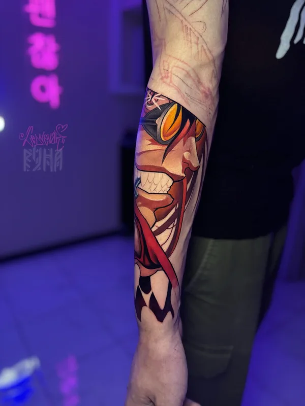 male color anime tattoo on forearm #94250 | Tattoo Artist Ekaterina Ledneva