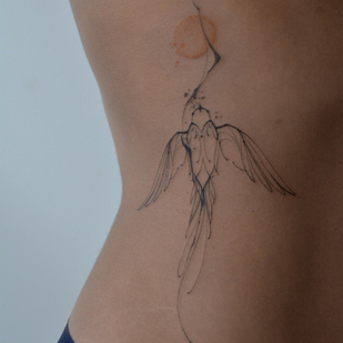 женская Цветная Файнлайн татуировка на боку #96922 | Тату мастер Sergeeva Tattoo