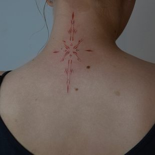 женская Цветная Файнлайн татуировка #96924 | Тату мастер Sergeeva Tattoo