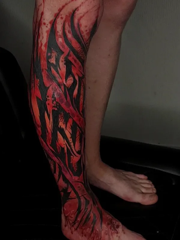 male color abstract 纹身 在 full leg #91435 | 纹身师 Рома Ро