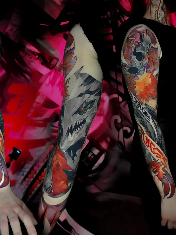 color anime tattoo auf full sleeve #91113 | Tätowierer Виталий Владимирович