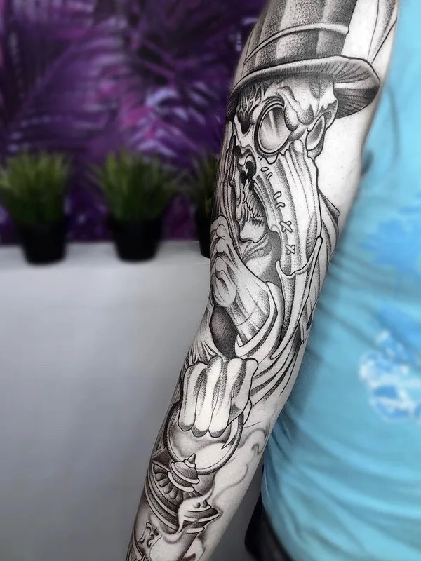 black and grey black and grey tattoo on full sleeve #91569 | Tattoo Artist Олеся Фрайдлин