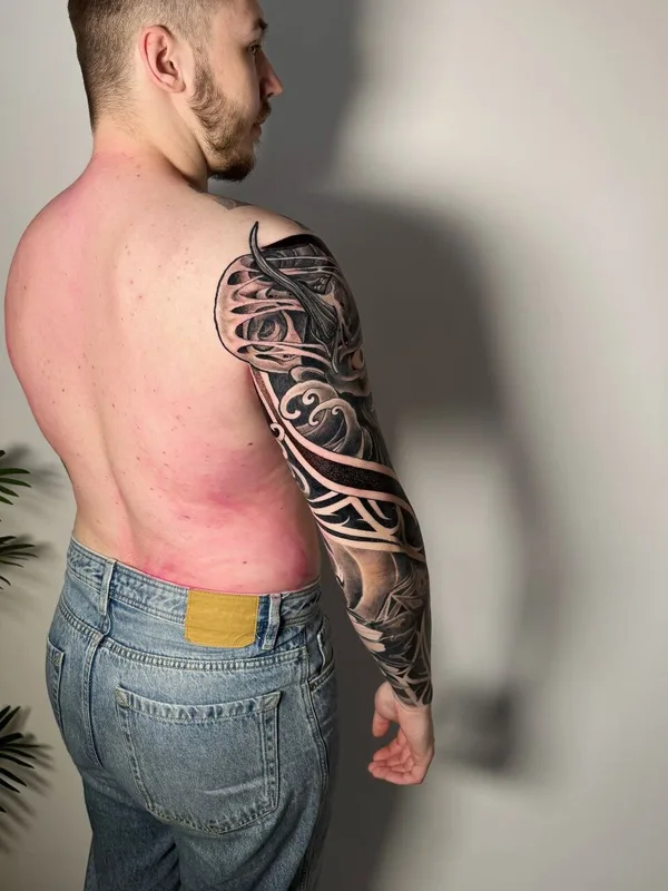 male black and grey neojapanese 타투 부위 full sleeve #91959 | 타투이스트 Никита Петров