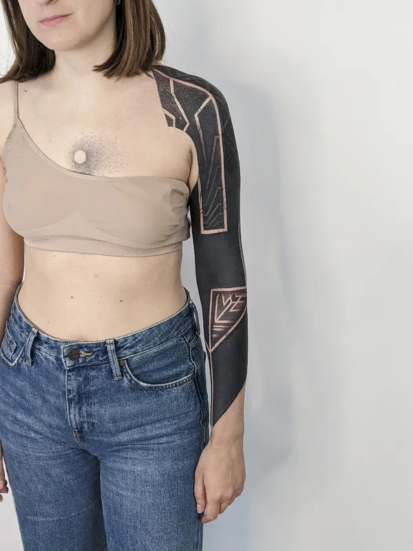 female black ornamental 타투 부위 full sleeve #98023 | 타투이스트 Никита Петров