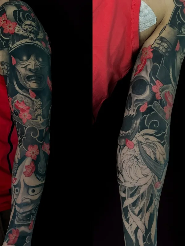 color japanese татуировка на full sleeve #93190 | Тату мастер Михаил Климов
