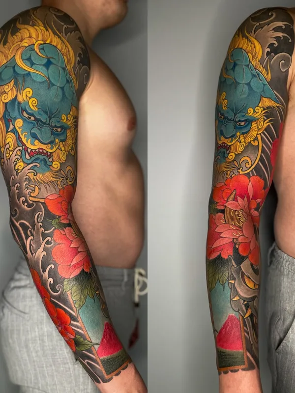 male color japanese татуировка на full sleeve #93192 | Тату мастер Михаил Климов