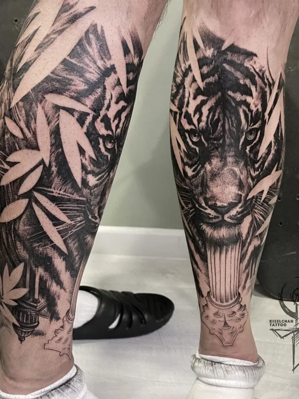 black and grey black and grey татуировка на calf #91994 | Тату мастер Masha Kiselchan