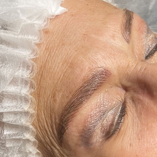 женская  Файнлайн татуировка на лице #97203 | Тату мастер Florence pham