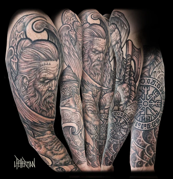Realism Viking, Celtic tattoo on Full Sleeve