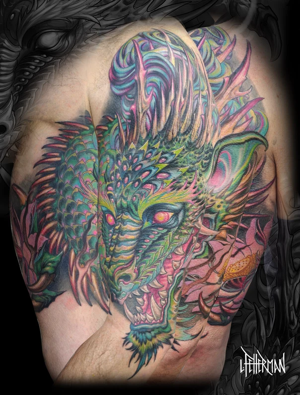 Illustrative Dragon tattoo on Full Back
