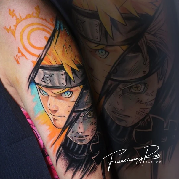 Anime Anime character, Sun tattoo on Upper Arm