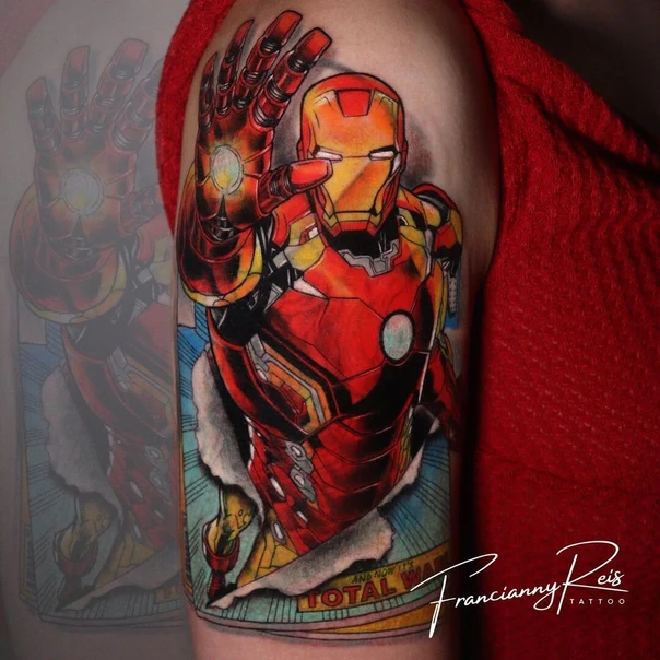 Illustrative Iron man, Superhero tattoo on Upper Arm