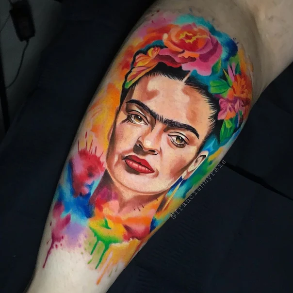 Realism Portrait, Flowers tattoo on Forearm