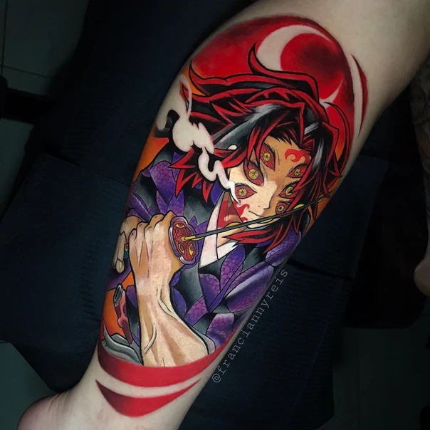 Anime Anime character, Sword tattoo on Calf