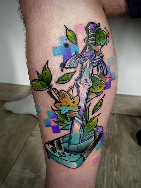 male color newschool Tatuaggio su shin #92502 | Tatuatore Смирнова Ульяна
