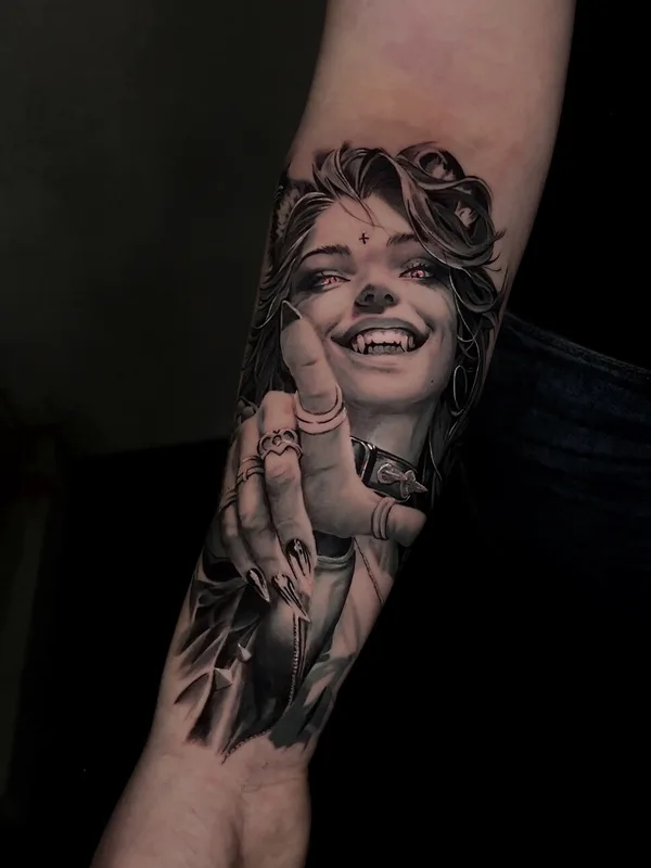 female black and grey realism 타투 부위 forearm #92946 | 타투이스트 Евгений Толмачев