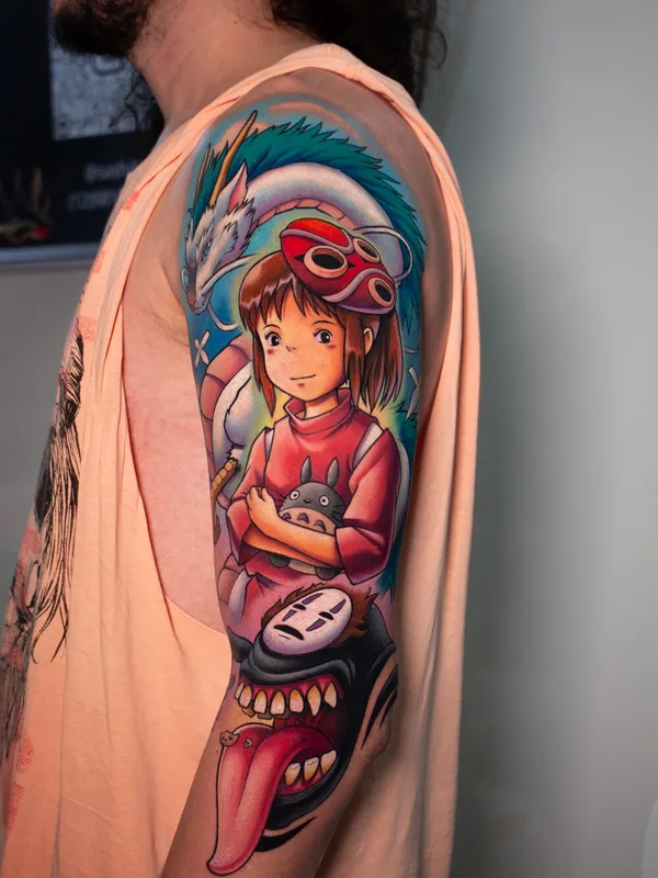 male color anime tattoo on full sleeve #93072 | Tattoo Artist Rogério Opix
