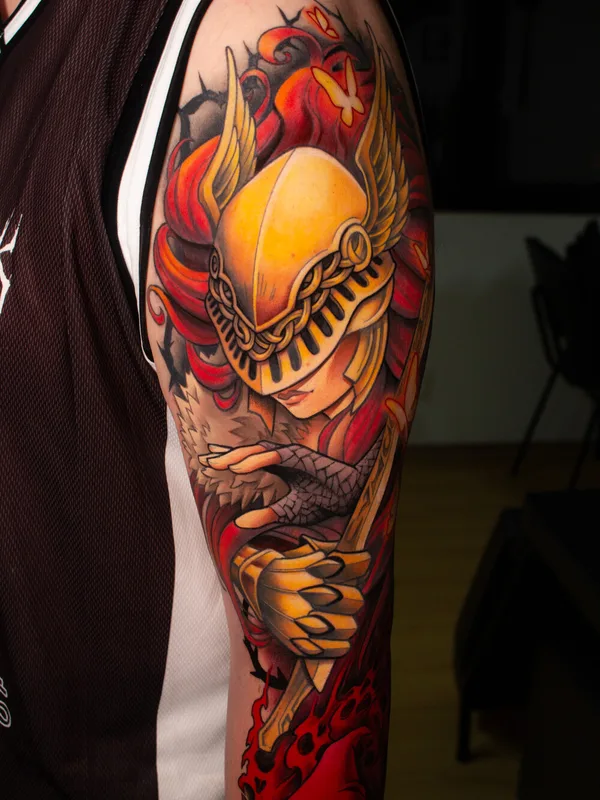 color illustrative tattoo on full sleeve #93078 | Tattoo Artist Rogério Opix