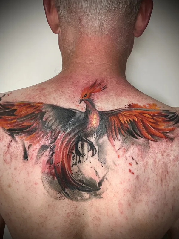 male color coverup tattoo auf back #93255 | Tätowierer Elena Cherepnina