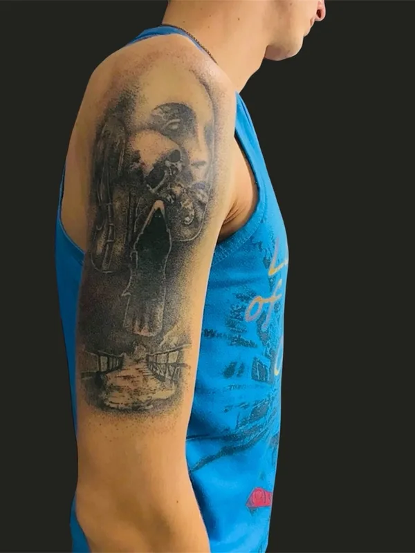 black and grey black and grey Tatuaggio su upper arm #94291 | Tatuatore Дмитрий Большаков