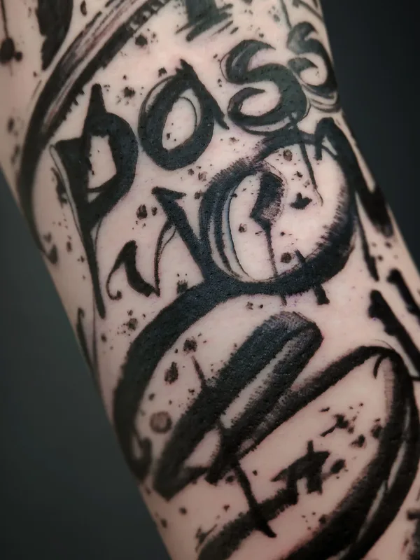 male black darklettering 타투 부위 forearm #94846 | 타투이스트 Nikita Presnyakov