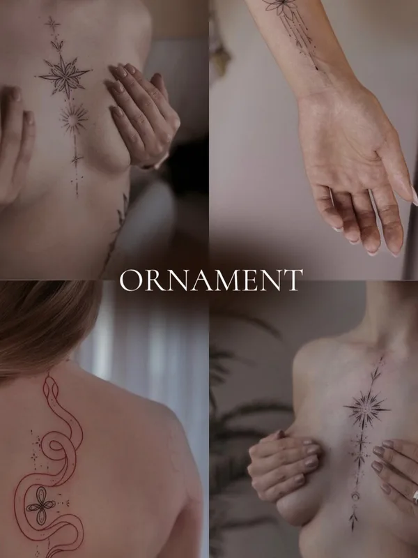 female black fineline tatouage sur chest #94256 | Artiste tatoueur ALEXANDRA DUDKA