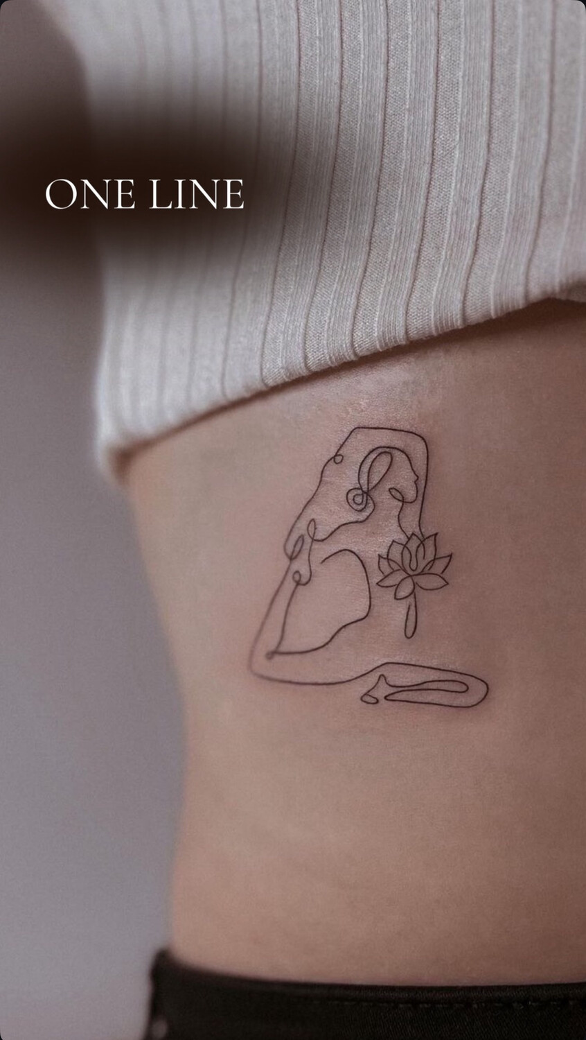 Linework Lotus, Yoga tattoo on Side