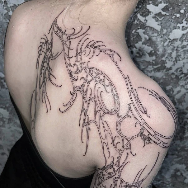 Лайнворк Abstract, Ornamental tattoo на Дельта