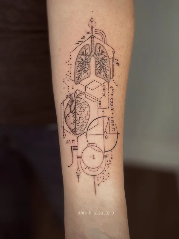 female blackandgrey geometric tatouage sur forearm #94758 | Artiste tatoueur Miki Sheir