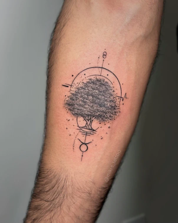 Linework Tree, Geometric tattoo on Forearm