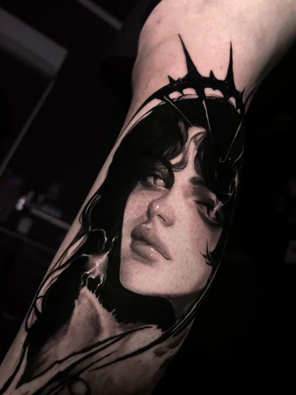 female black and grey realism татуировка на forearm #94785 | Тату мастер Егор Субботин