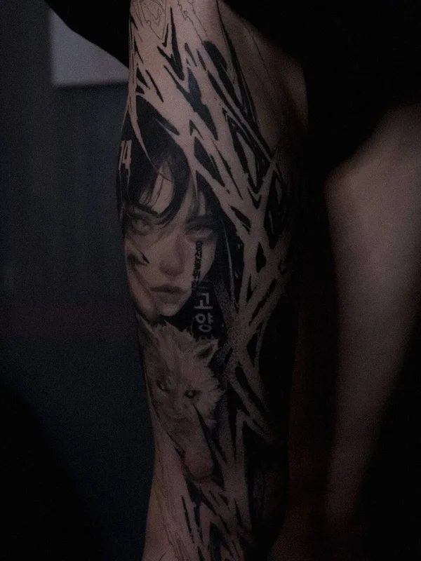 black and grey blackwork татуировка на forearm #94790 | Тату мастер Егор Субботин