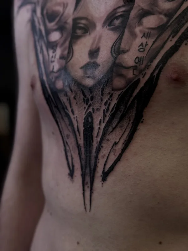 black and grey black and grey татуировка на chest #94791 | Тату мастер Егор Субботин