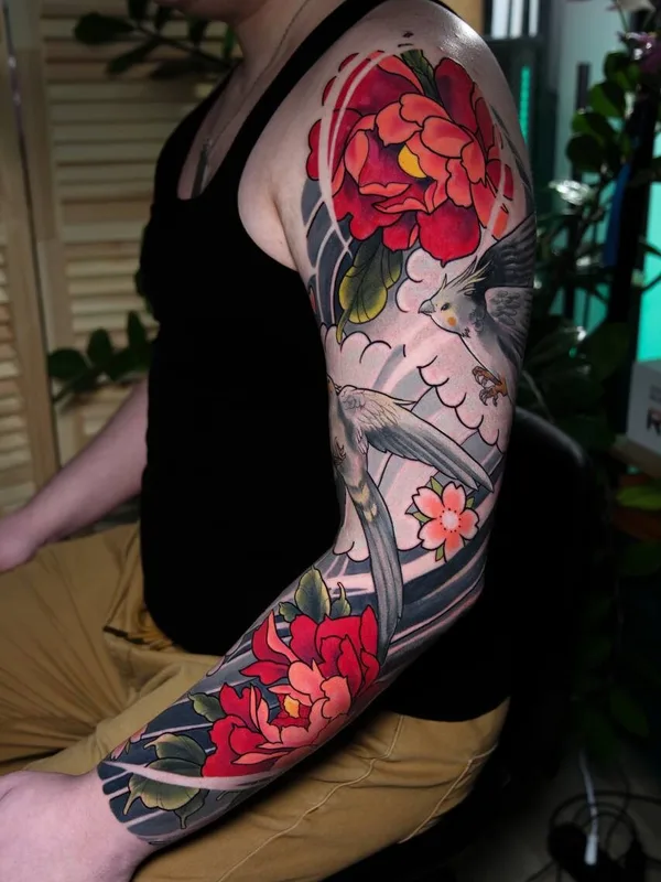 color japanese tattoo on full sleeve #95023 | Tattoo Artist Elizaveta Me.lissa.tattoo