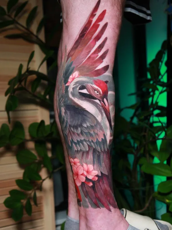 color watercolor tattoo on calf #95026 | Tattoo Artist Elizaveta Me.lissa.tattoo