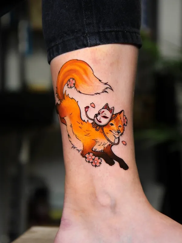 color japanese tattoo on calf #95028 | Tattoo Artist Elizaveta Me.lissa.tattoo
