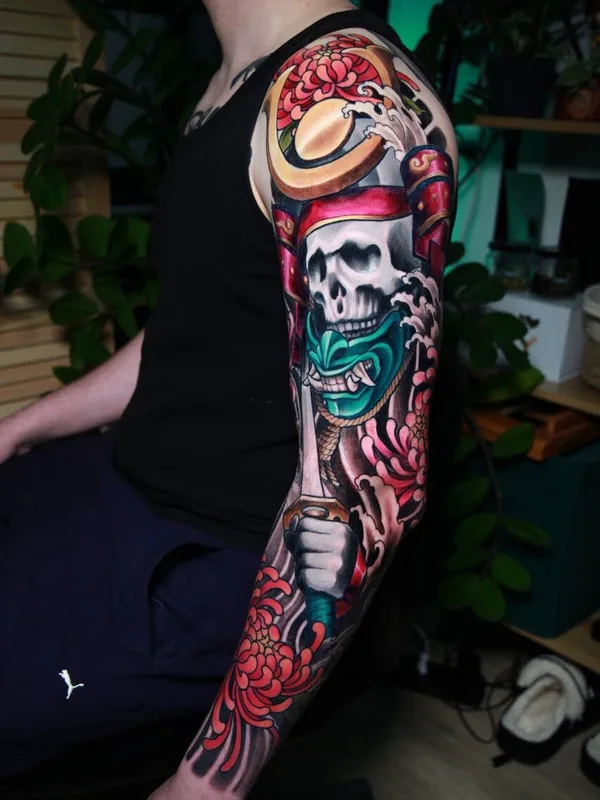 male color japanese tattoo on full sleeve #95031 | Tattoo Artist Elizaveta Me.lissa.tattoo