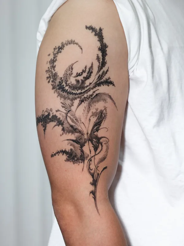 black sketch tattoo on bicep #95190 | Tattoo Artist Sol